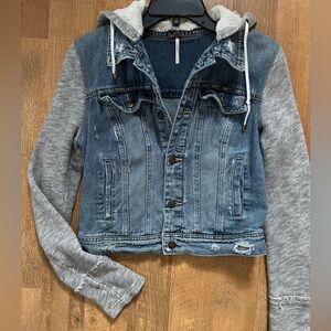 Free people hooded denim jean jacket S